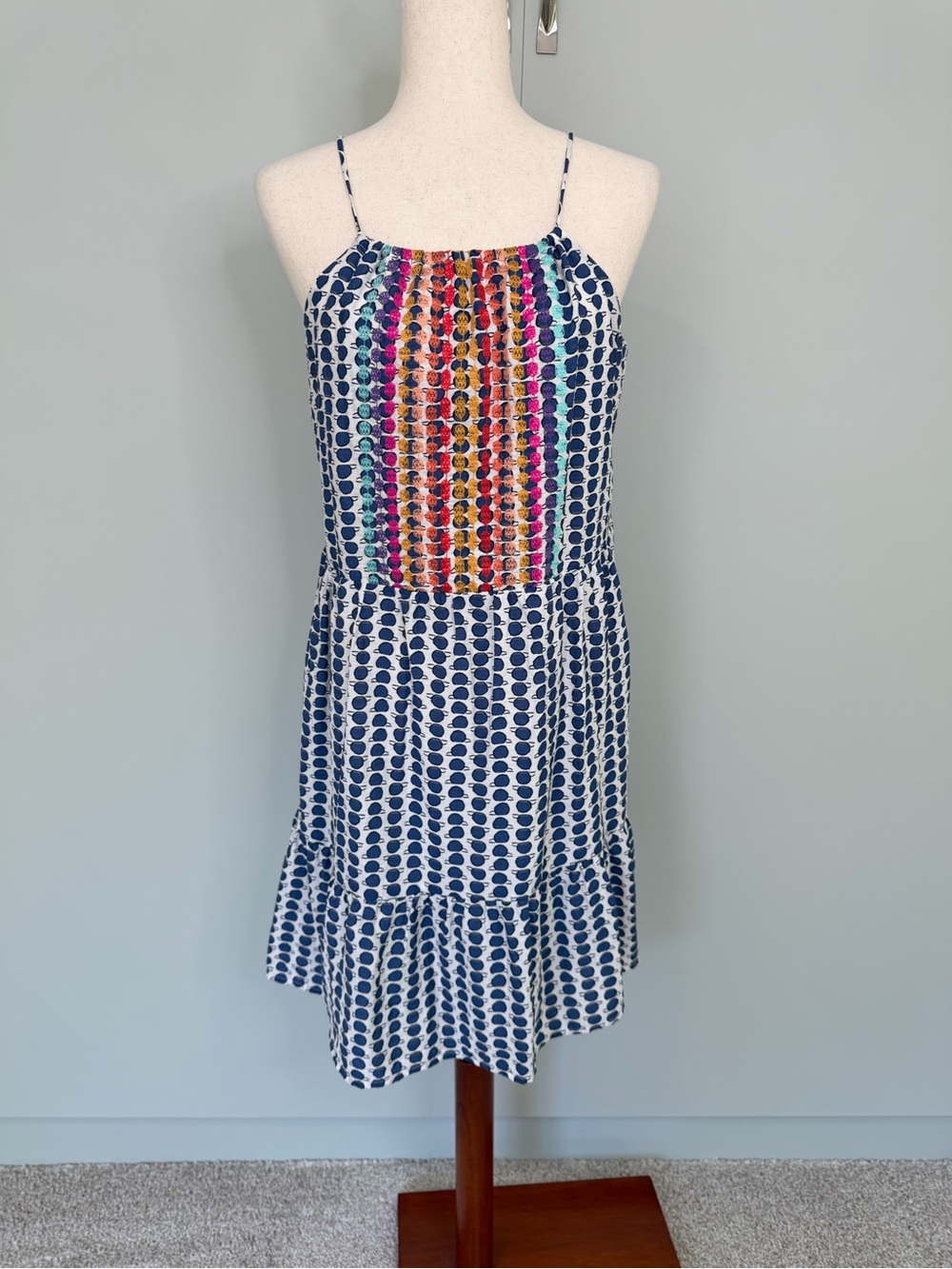 THML Women’s Patterned Mini Halter Embroidered Dress